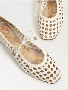 Sam Edelman Flats Ballet NEW Marcie Raffia Bow Tie in Modern Ivory Size 9.5